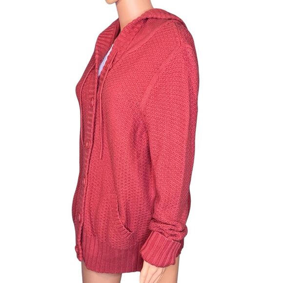Sonoma Cable Knit Coral Cardigan Sweater Womens Size 1X Button Down with Pockets - Picture 2 of 6